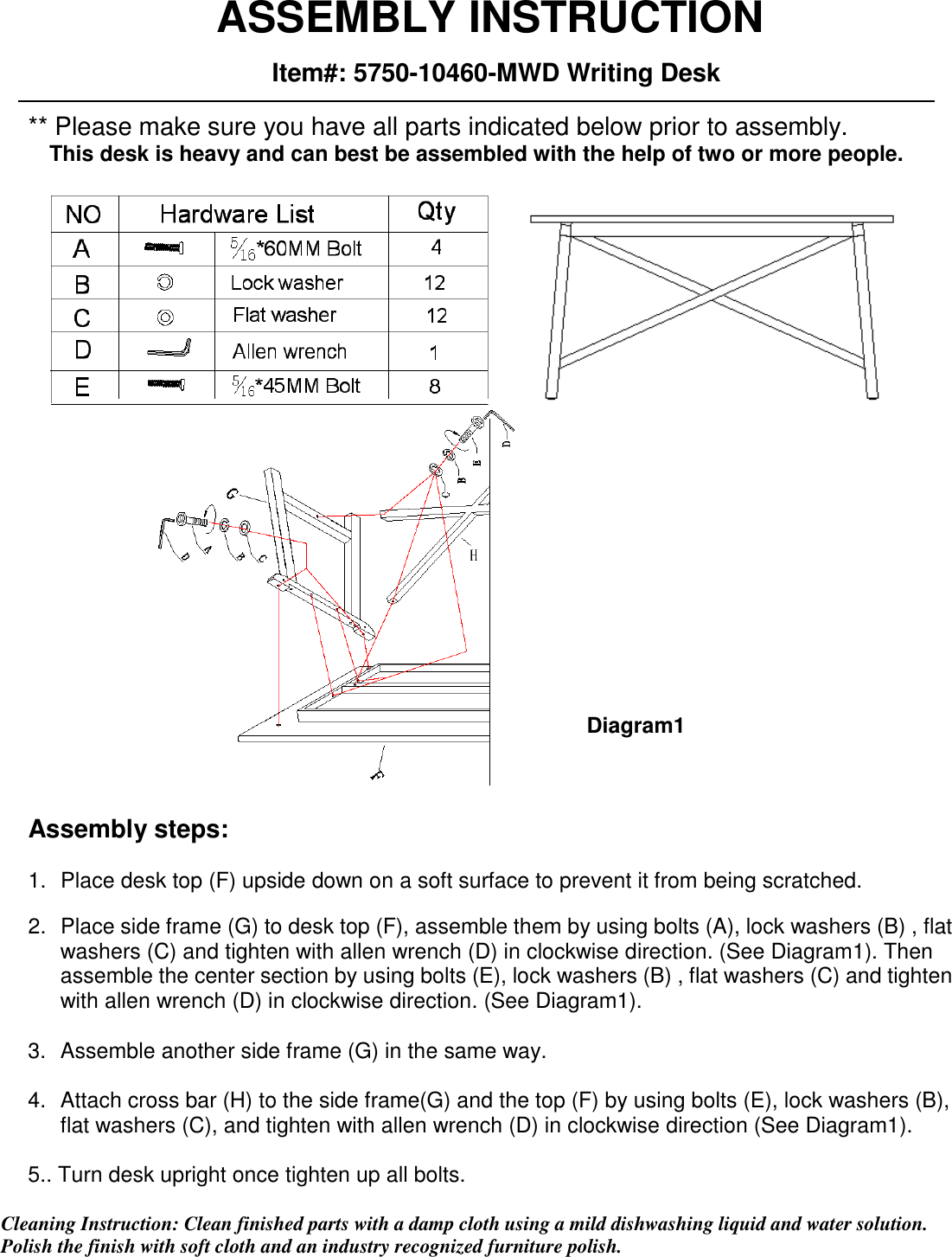 ASSEMBLY INSTRUCTION 5750 10460 mwd