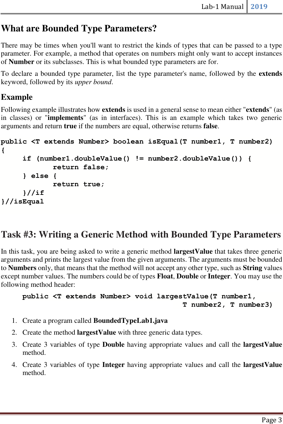 Page 4 of 6 - Lab-1 Manual [Lab-1 Manual] CS-204-DSA - Writing Generic Methods And Classes