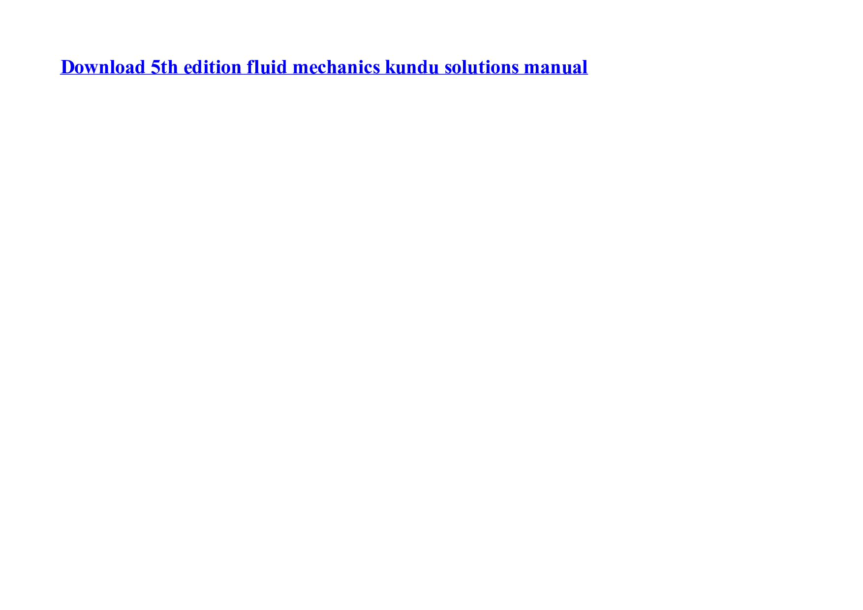 5th Edition Fluid Mechanics Kundu Solutions Manual