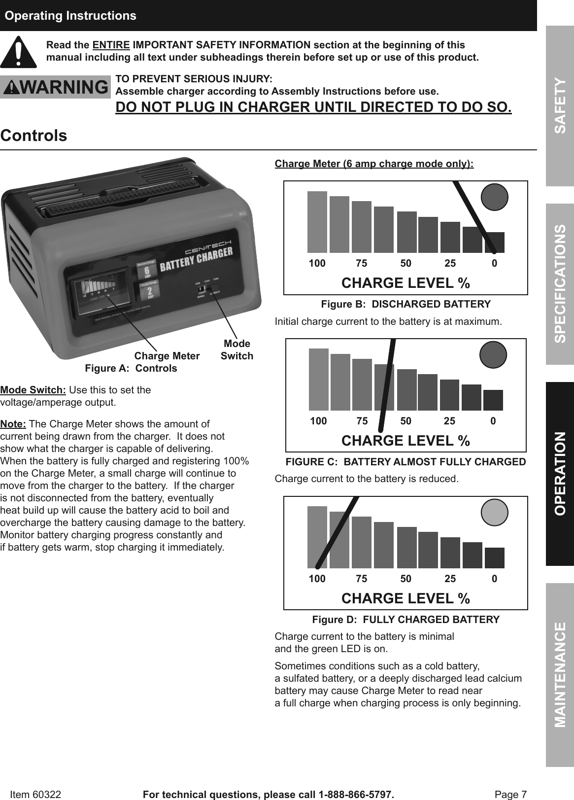 Manual For The 60322 2/6 Amp, 6/12 Volt Battery Charger