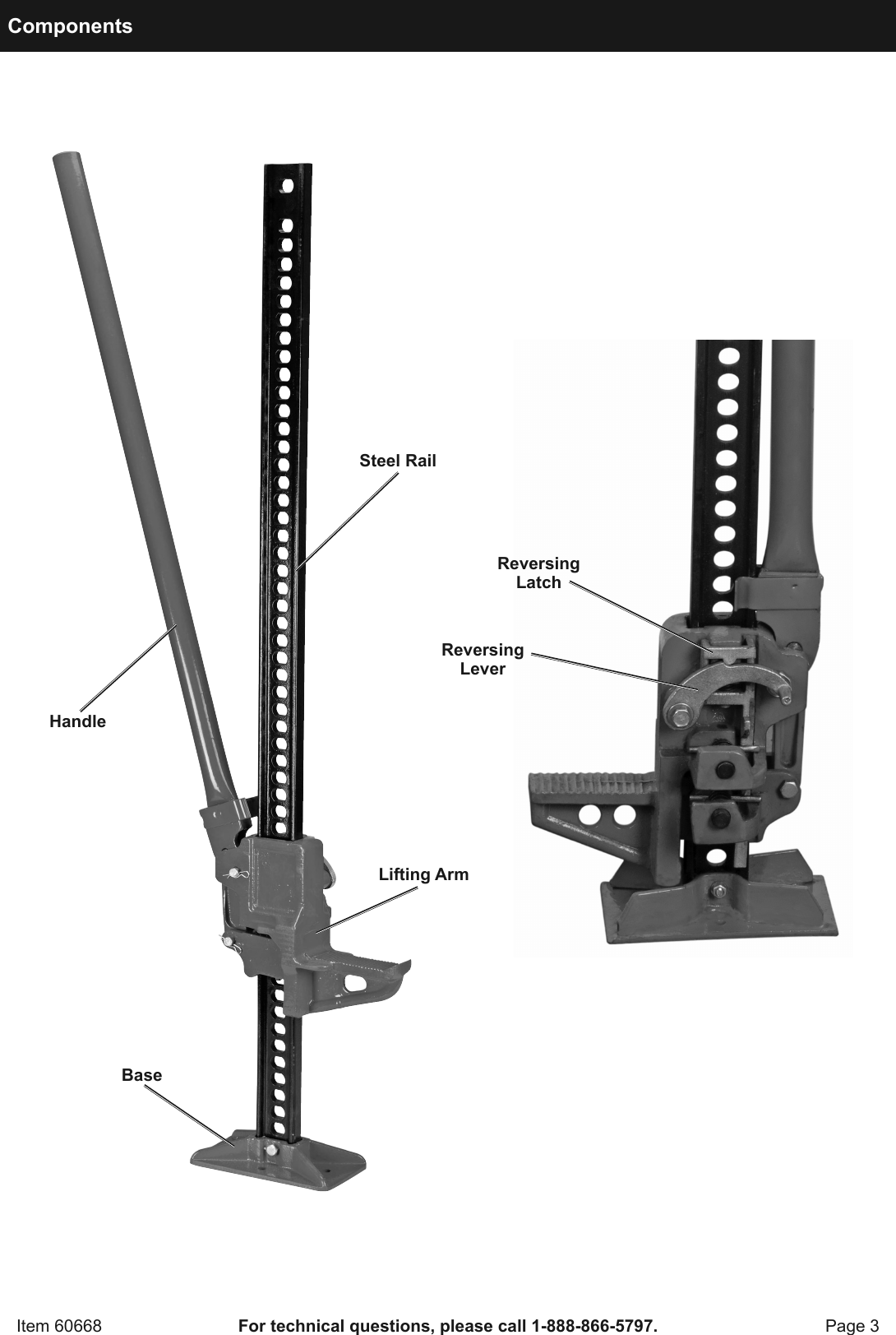 Page 3 of 8 - Manual For The 60668 42 In. High Lift Farm Jack