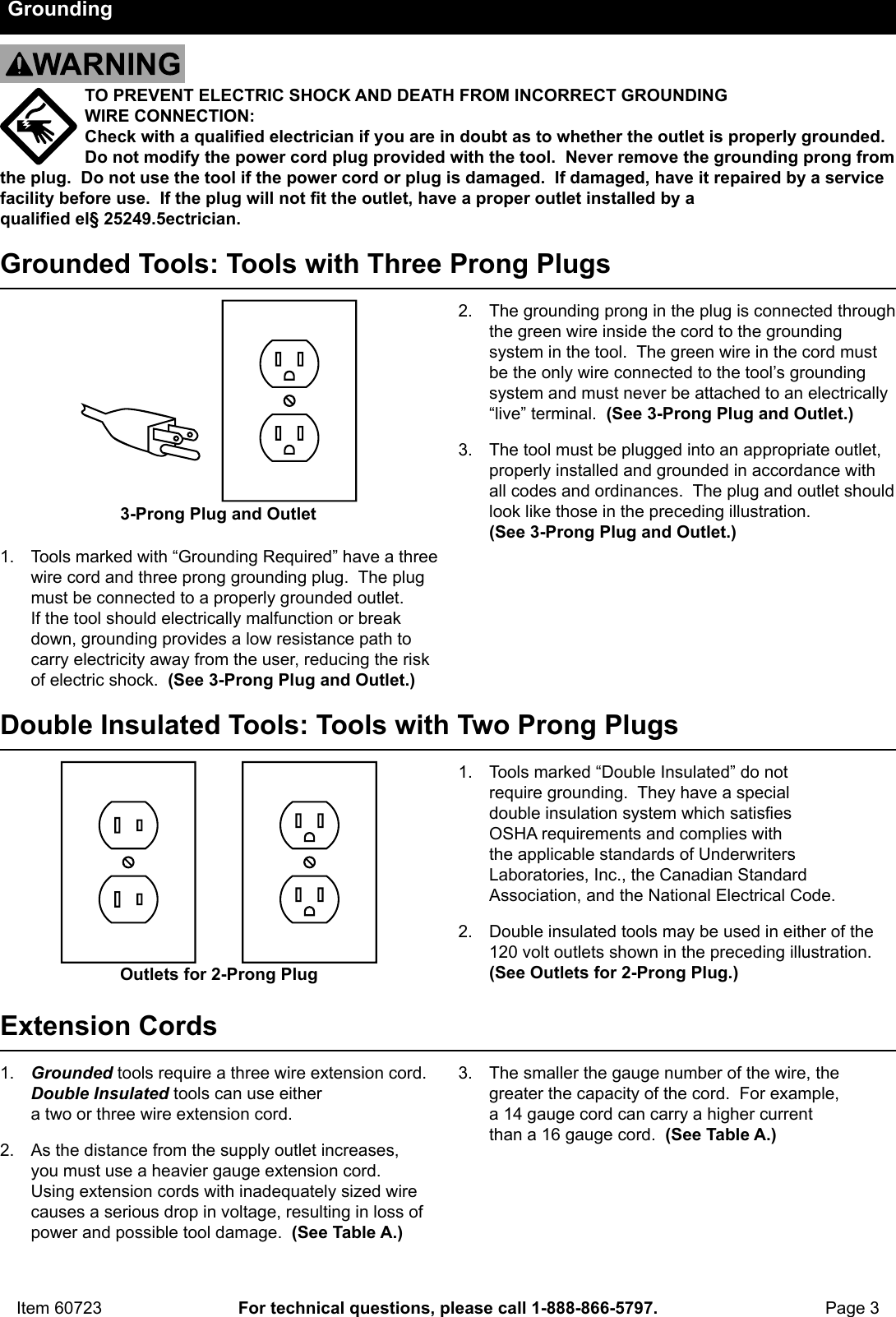 Page 3 of 12 - Manual For The 60723 Multipurpose Workbench With Cabinet Light