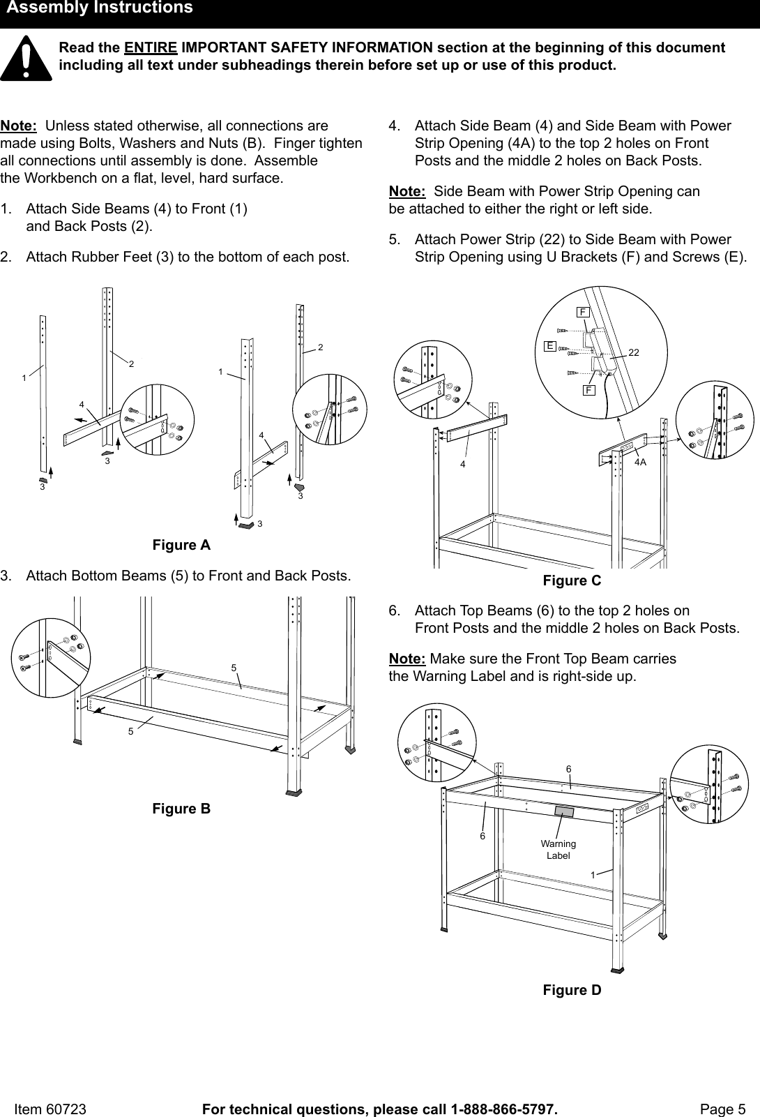 Page 5 of 12 - Manual For The 60723 Multipurpose Workbench With Cabinet Light