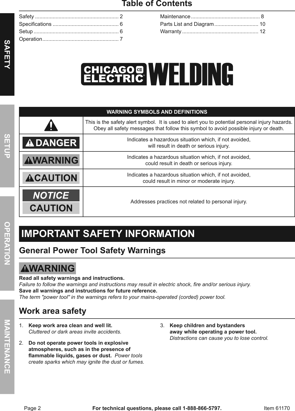 Page 2 of 12 - Manual For The 61170 180 Watt Industrial Soldering Gun