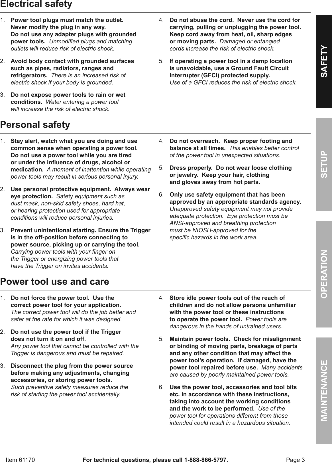 Page 3 of 12 - Manual For The 61170 180 Watt Industrial Soldering Gun