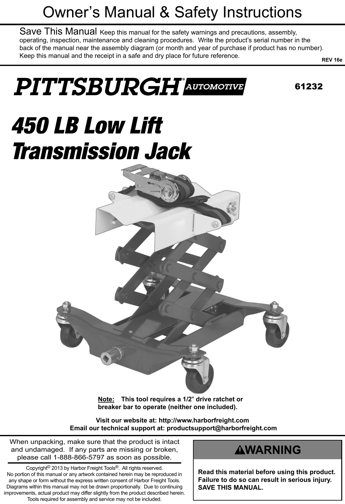 450 lb. Low Lift Transmission Jack