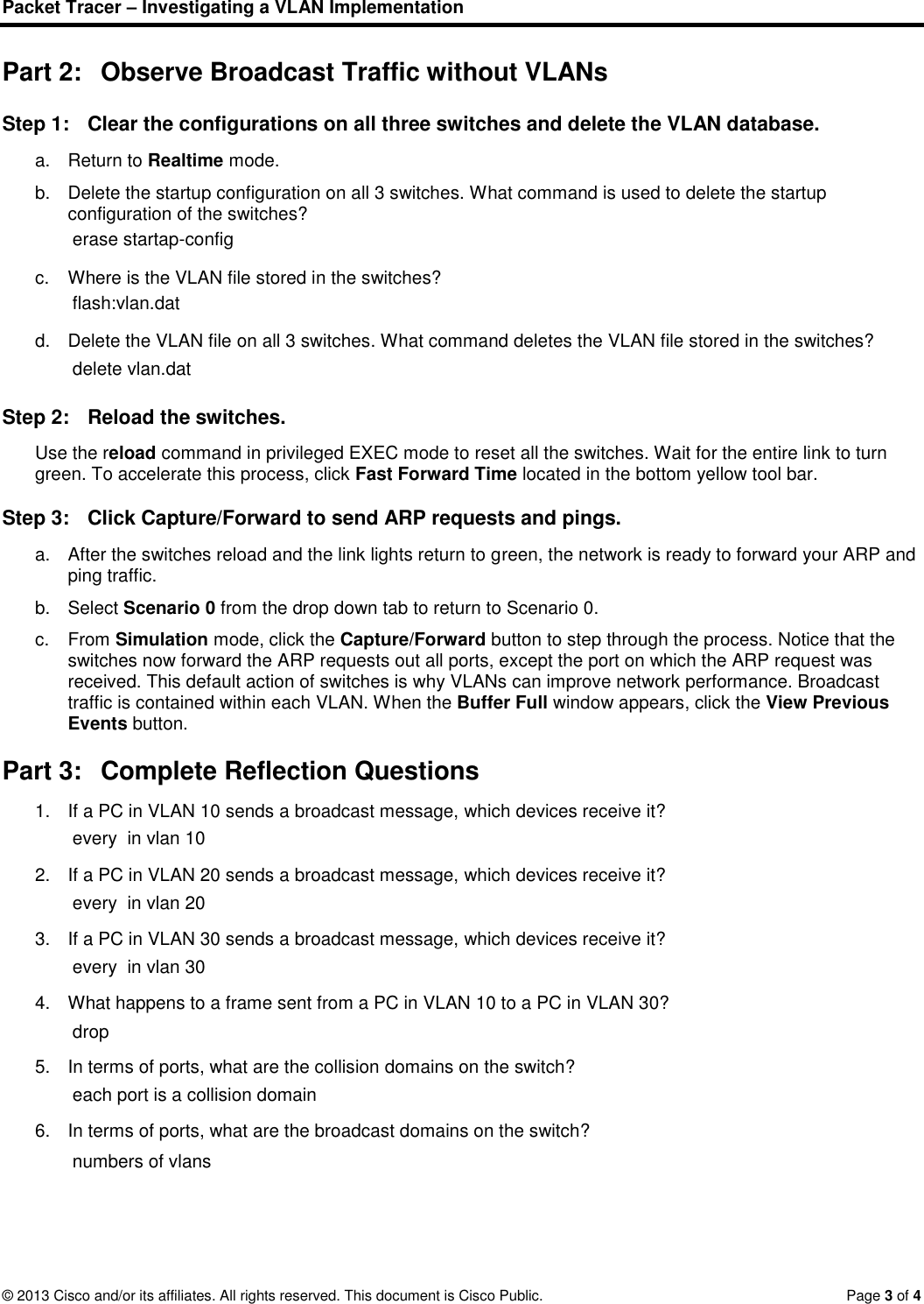 Page 3 of 4 - 6.1.2.7 Packet Tracer - Investigating A VLAN Implementation Instructions