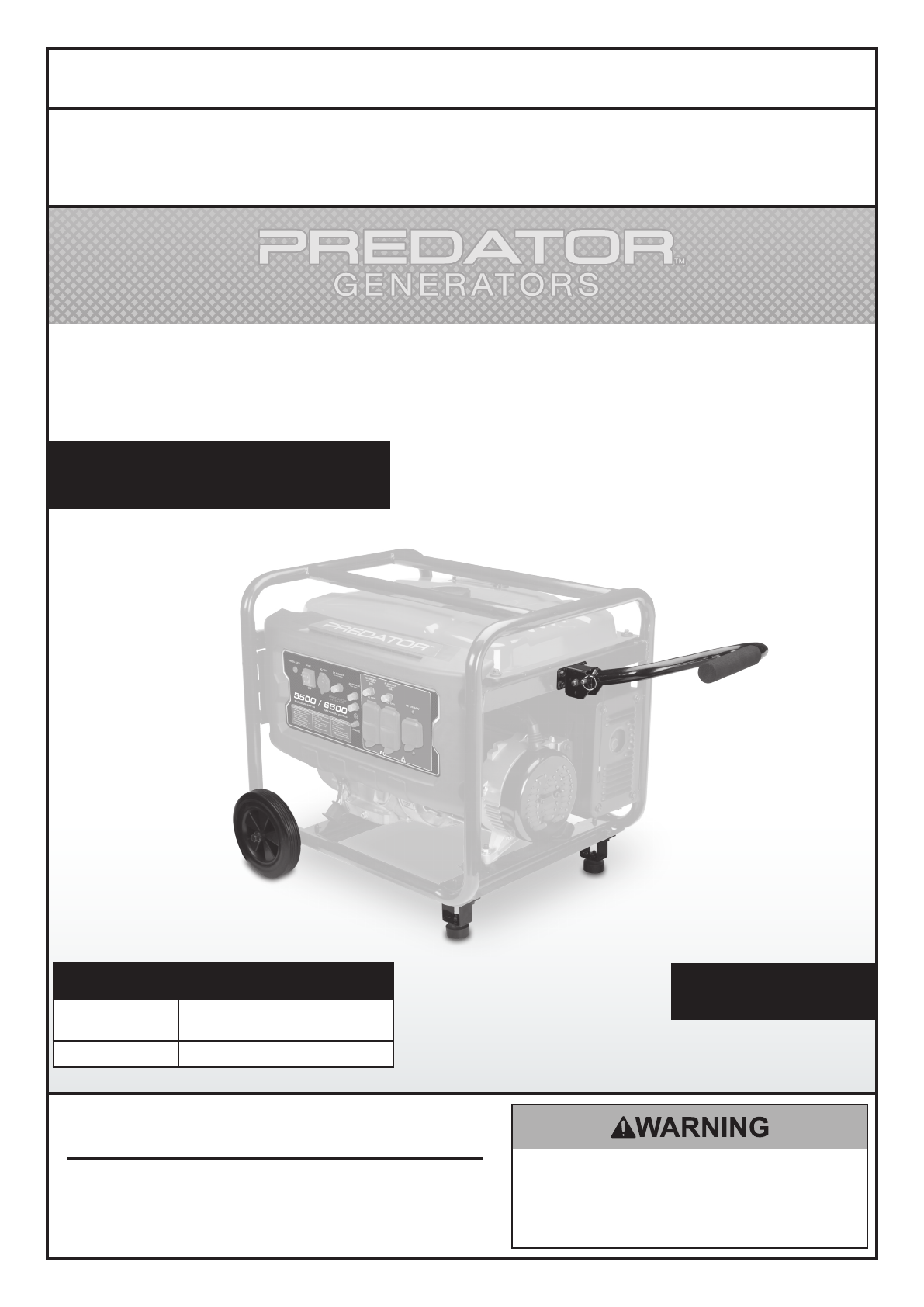 predator: Predator Generator 6500 Manual