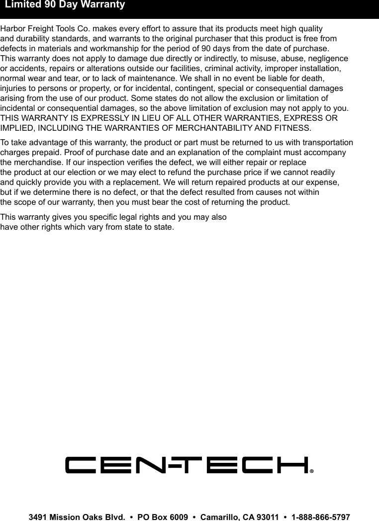 Page 12 of 12 - Manual For The 61593 11 Function Digital Multimeter With Audible Continuity