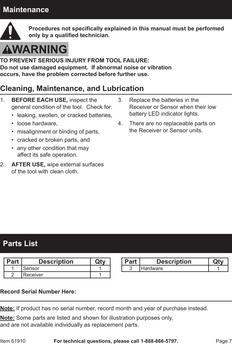 Page 7 of 8 - Manual For The 61910 Wireless Security Alert System