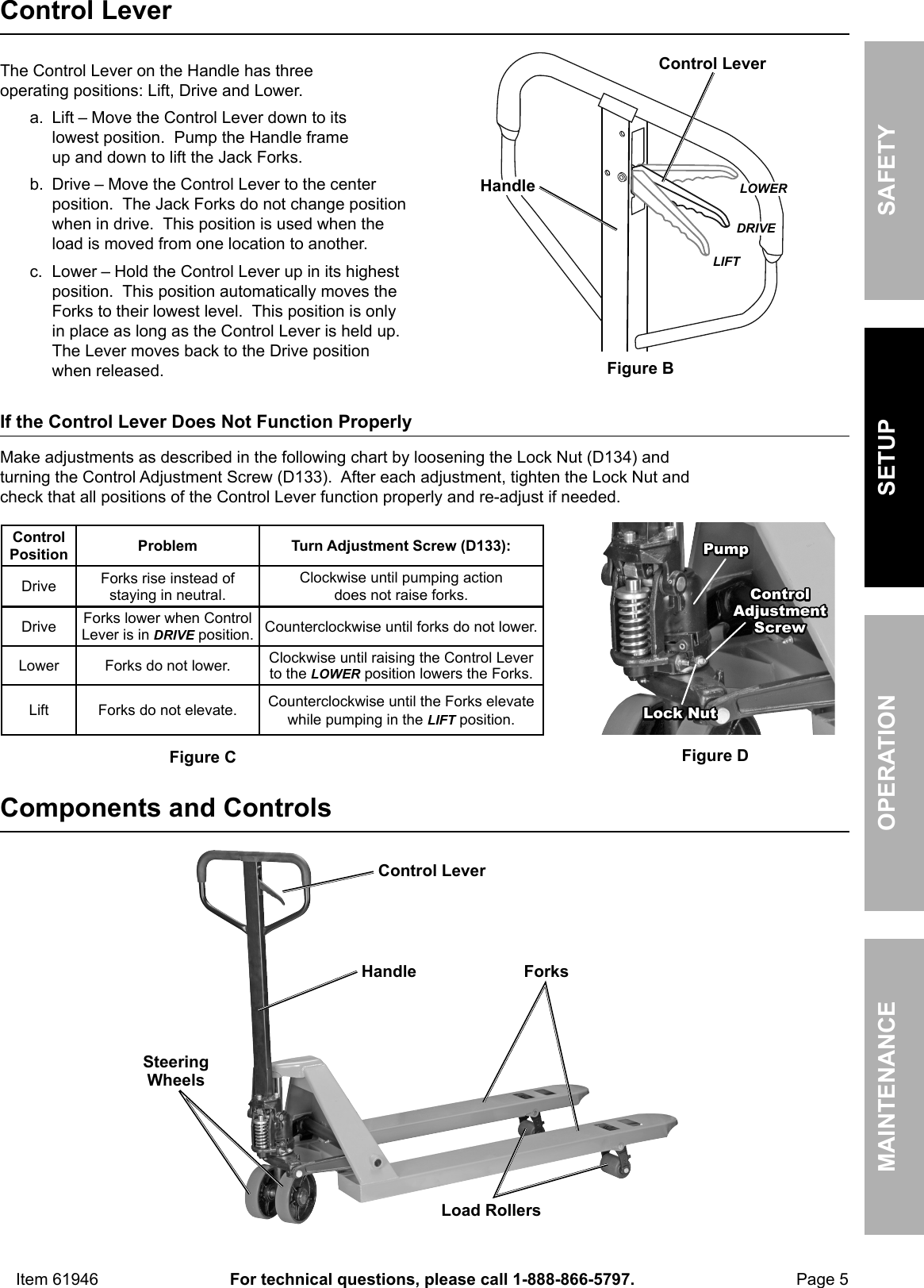 Manual For The 61946 2.5 Ton Pallet Jack