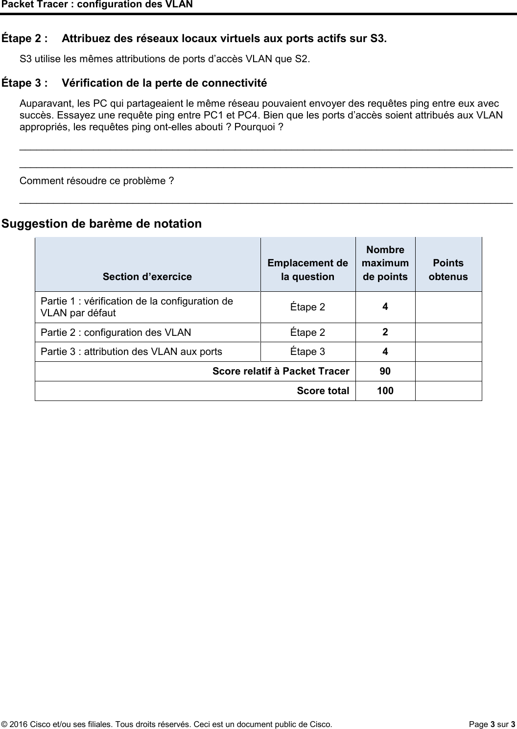 Page 3 of 3 - 6.2.1.7 Packet Tracer - Configuring VLANs Instructions