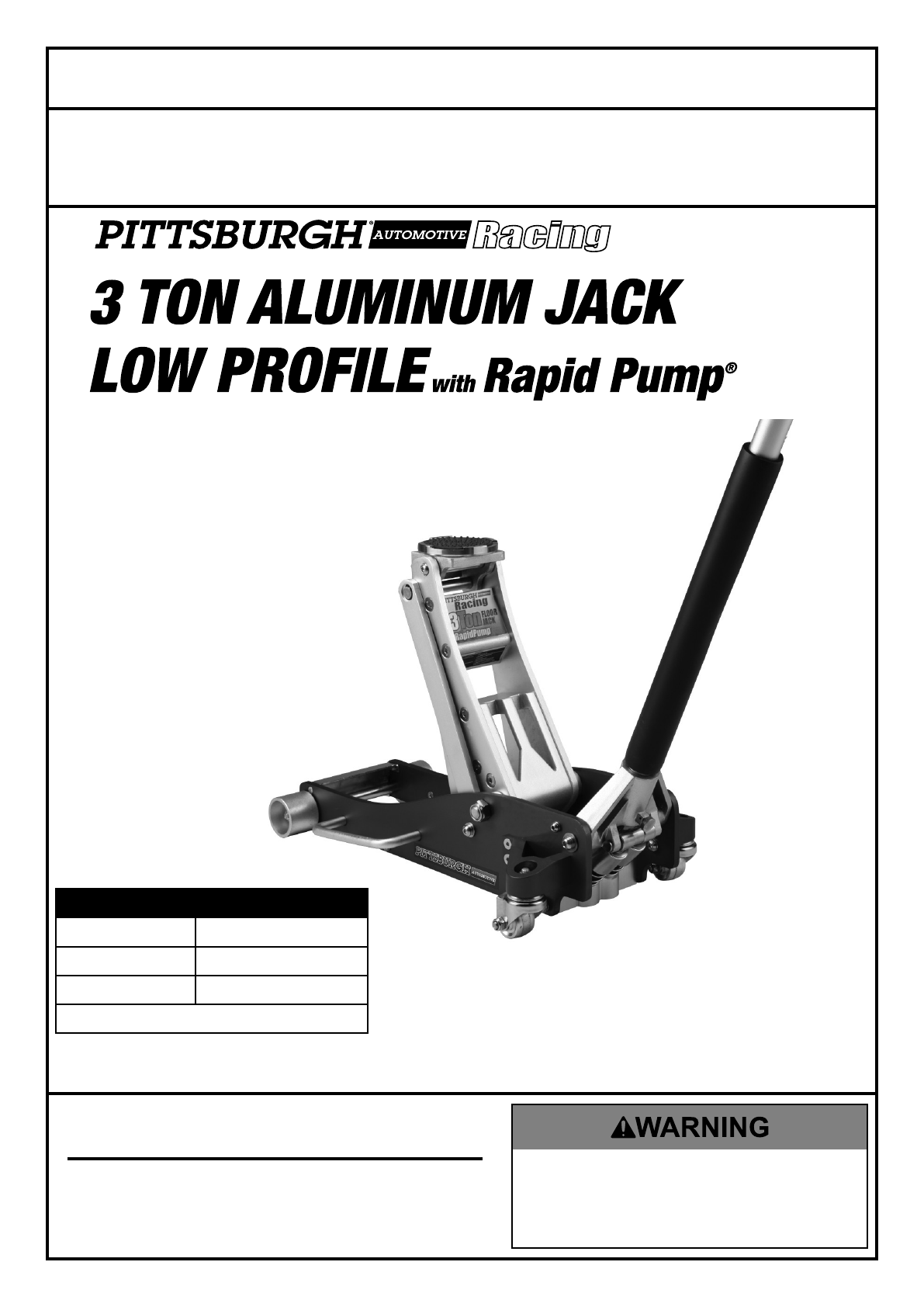 3 Tons Aluminum Racing Floor Jack With Rapid Pump
