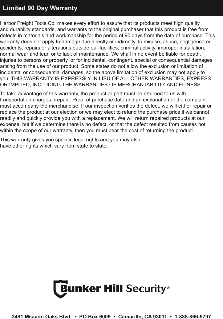 Page 12 of 12 - Manual For The 62284 Color Security System With Night Vision