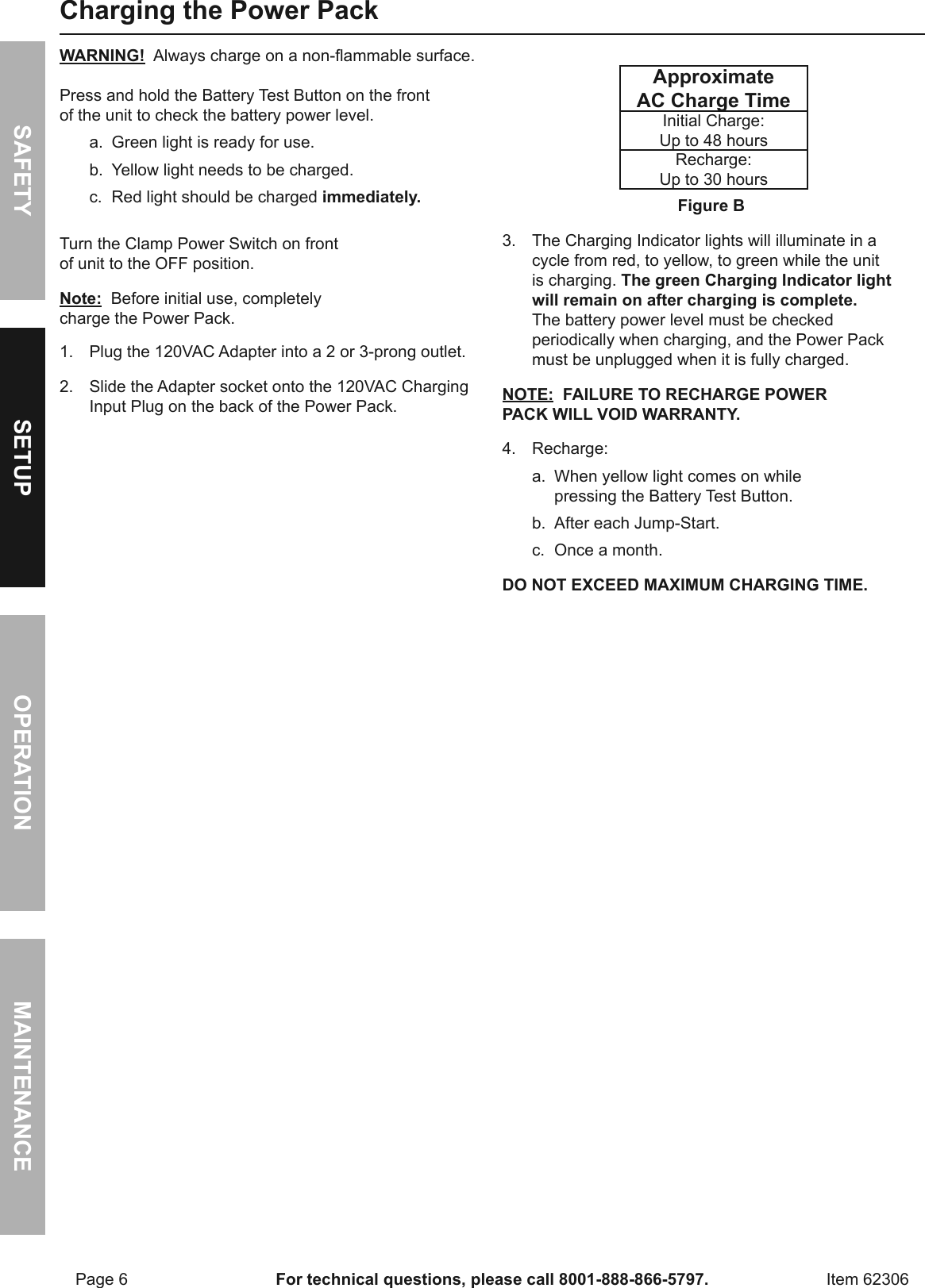 Page 6 of 12 - Manual For The 62306 3-in-1 Portable Power Pack With Jump Starter
