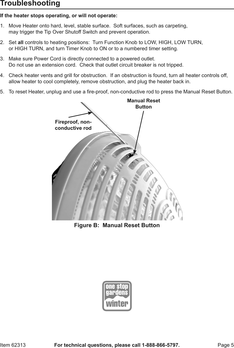 Page 5 of 8 - Manual For The 62313 400/900 Watt Oscillating Parabolic Heater