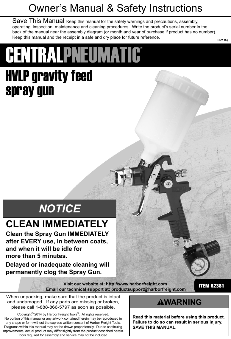 20 oz. HVLP Gravity Feed Air Spray Gun with Regulator