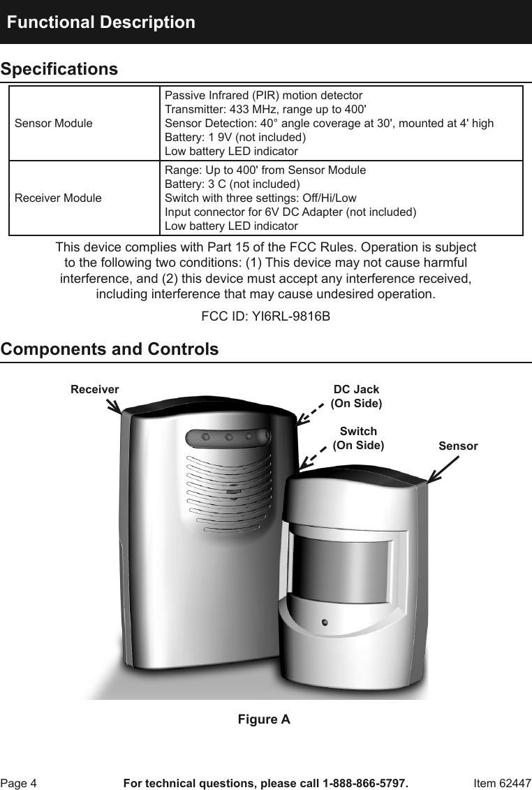 Page 4 of 8 - Manual For The 62447 Wireless Security Alert System