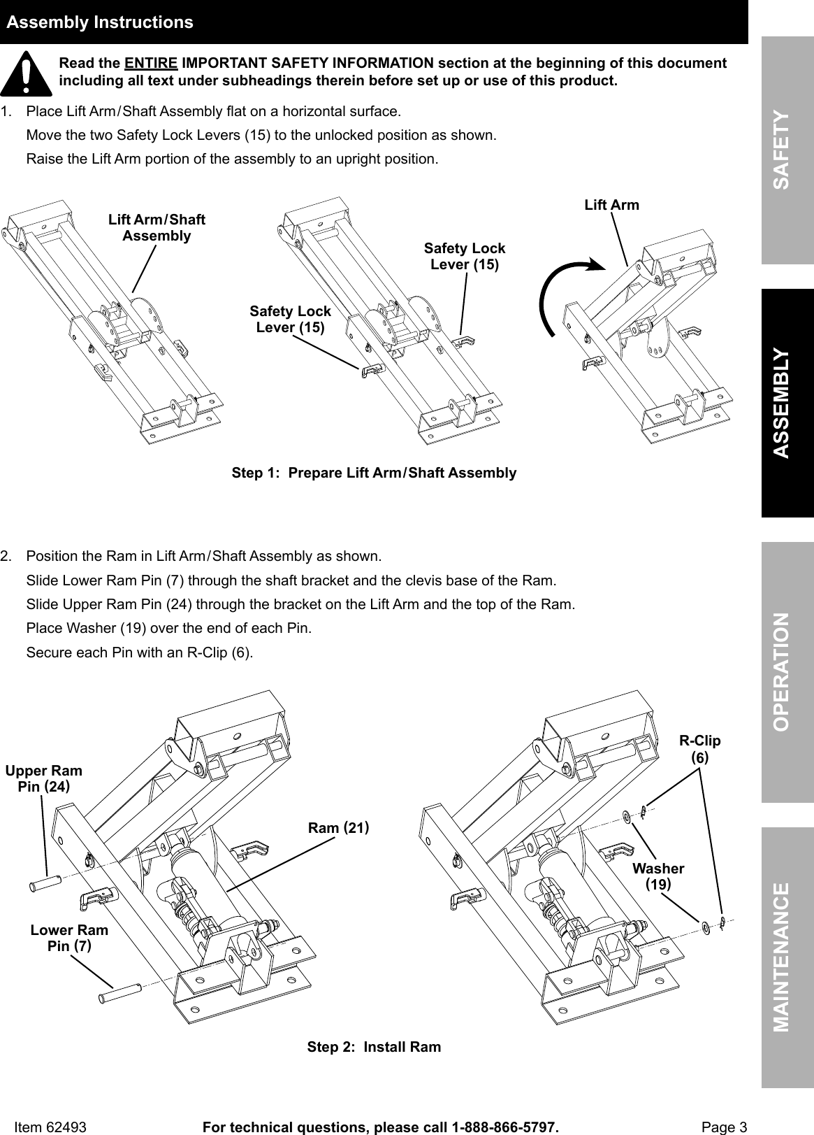 Page 3 of 12 - Manual For The 62493 High Lift Riding Lawn Mower / ATV