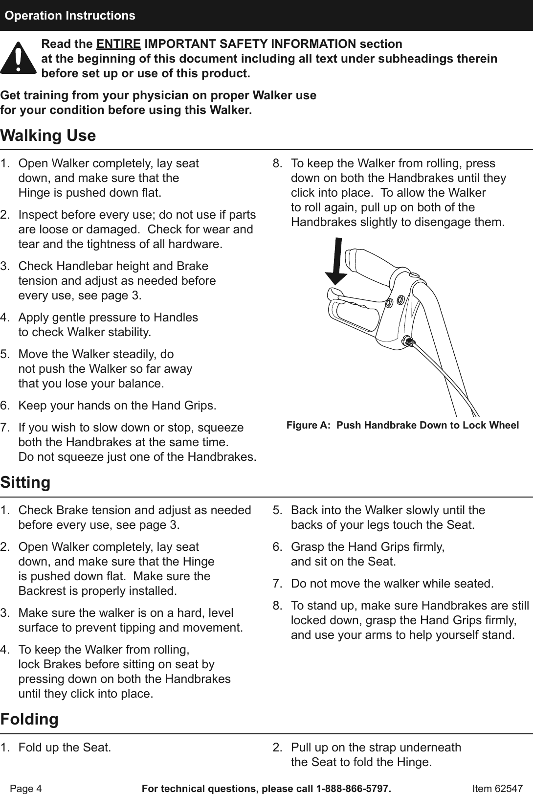 Page 4 of 8 - Manual For The 62547 Sit-or-Stand Behind Rolling Walker
