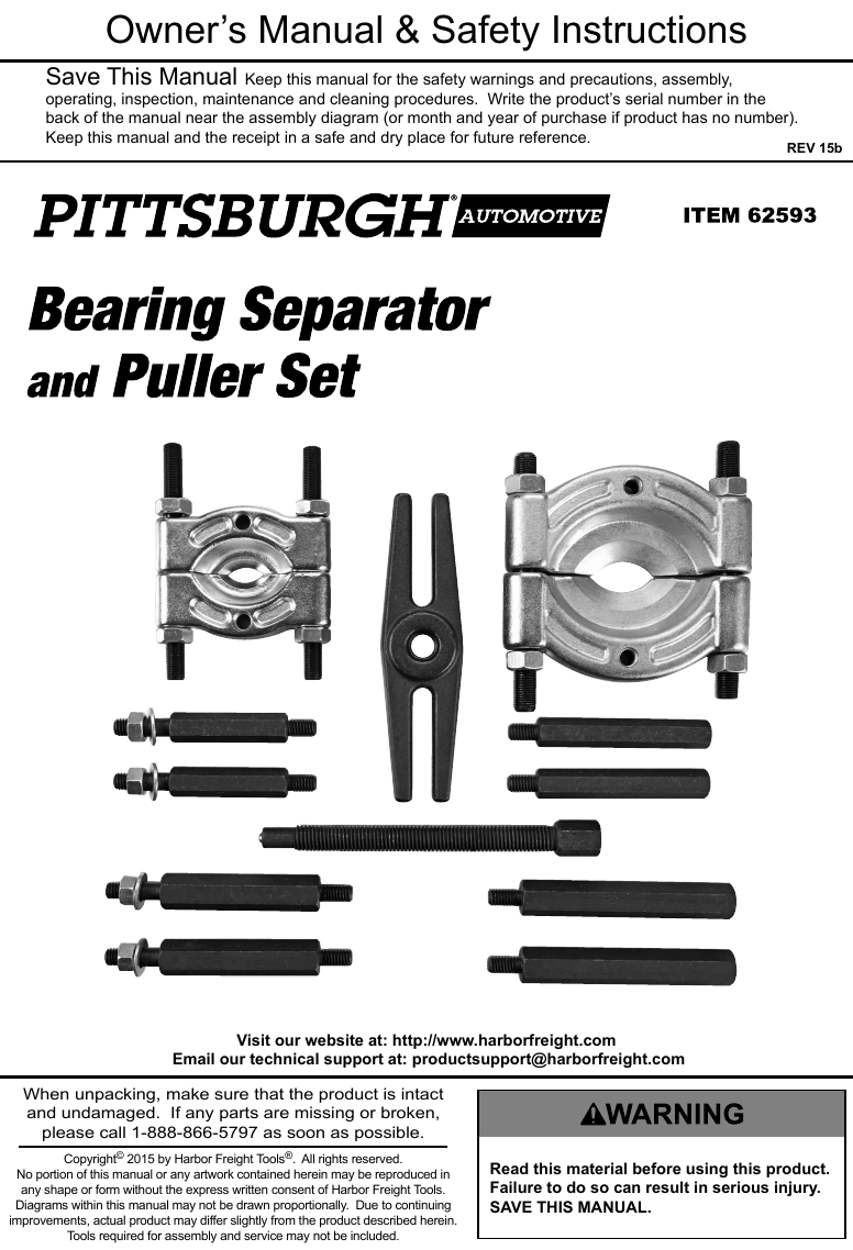 Page 1 of 8 - Manual For The 62593 Bearing Separator And Puller Set