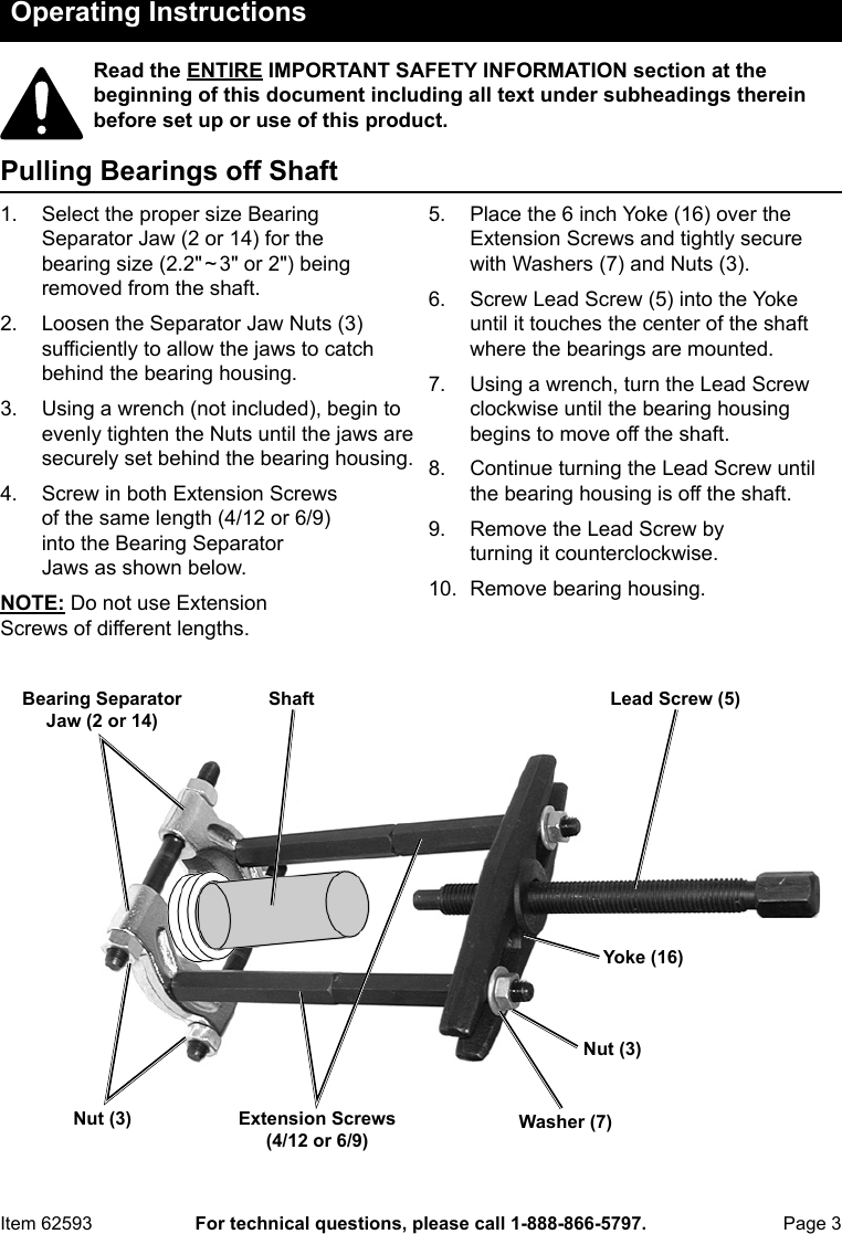 Page 3 of 8 - Manual For The 62593 Bearing Separator And Puller Set