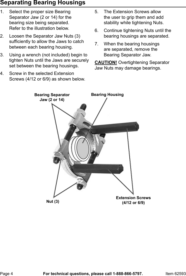 Page 4 of 8 - Manual For The 62593 Bearing Separator And Puller Set