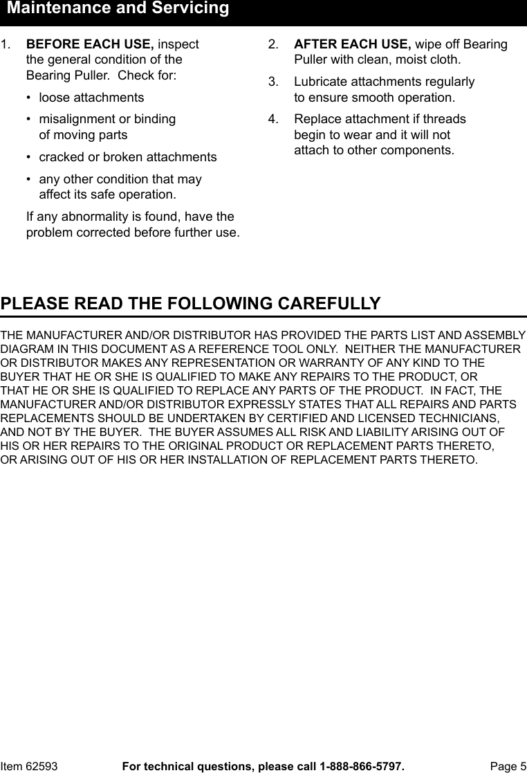 Page 5 of 8 - Manual For The 62593 Bearing Separator And Puller Set