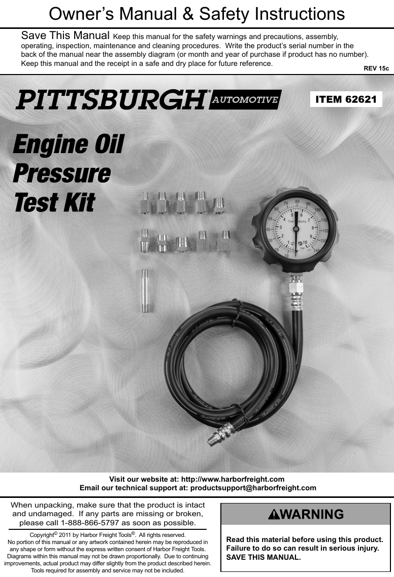 Page 1 of 12 - Manual For The 62621 Engine Oil Pressure  Kit