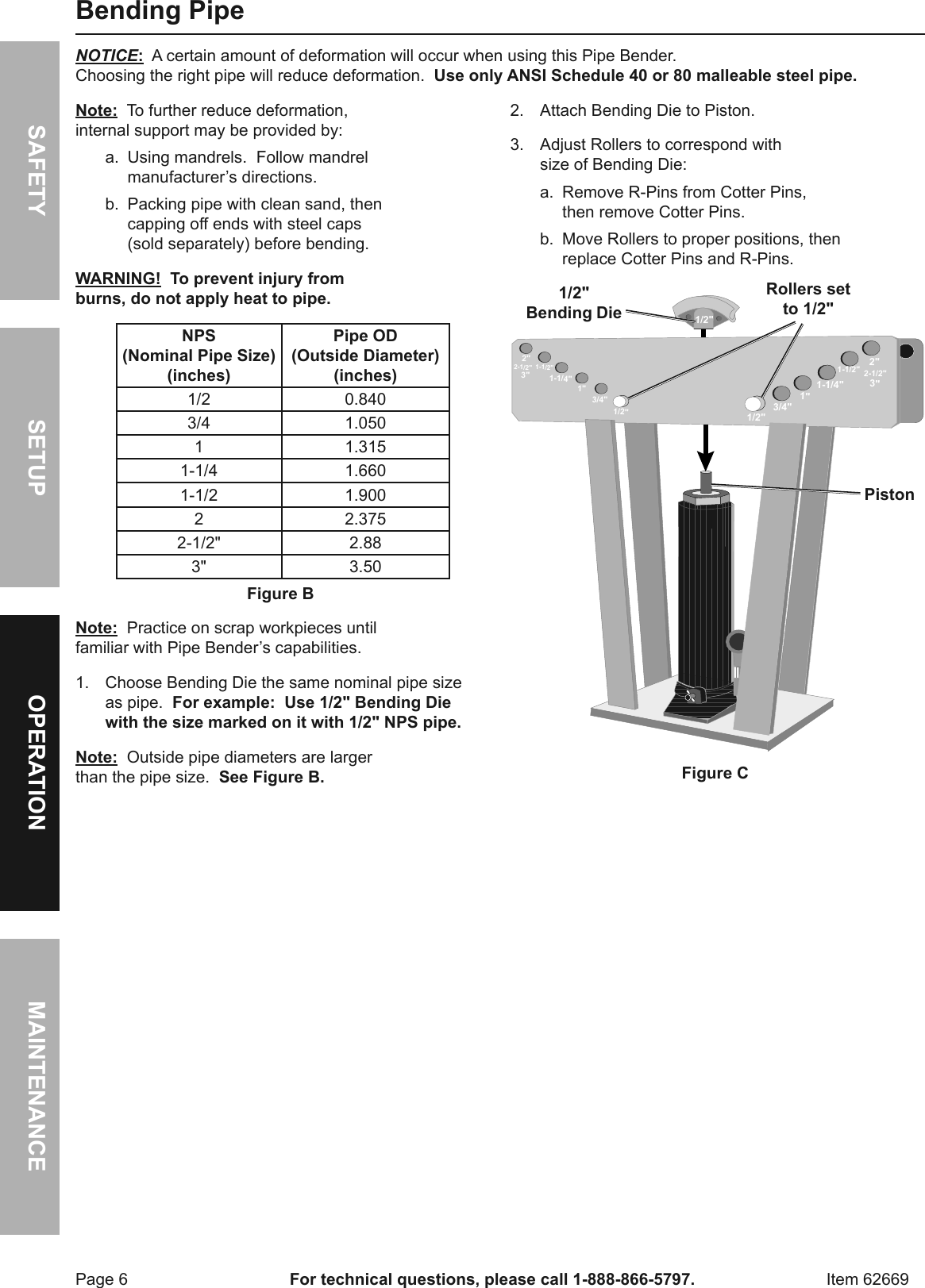 Page 6 of 12 - Manual For The 62669 16 Ton Heavy Duty Hydraulic Pipe Bender