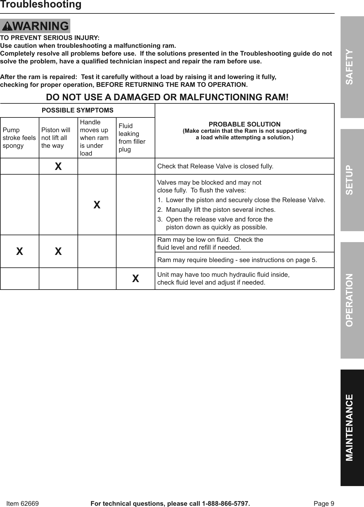 Page 9 of 12 - Manual For The 62669 16 Ton Heavy Duty Hydraulic Pipe Bender