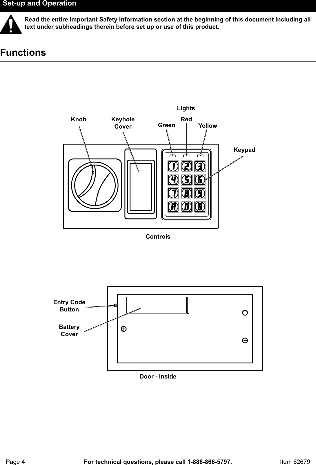 Page 4 of 8 - Manual For The 62679 0.71 Cu. Ft. Electronic Digital Safe