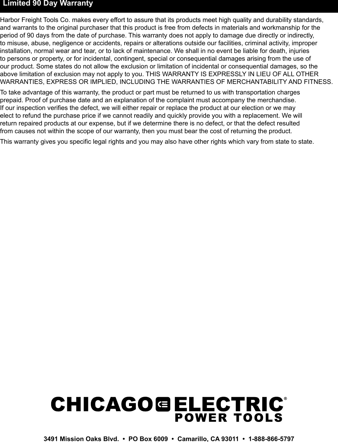 Page 12 of 12 - Manual For The 62750 Heavy Duty Mobile Miter Saw Stand