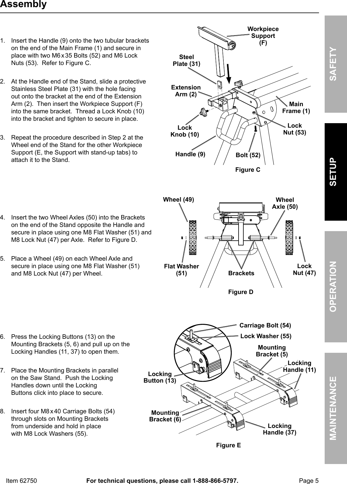 Page 5 of 12 - Manual For The 62750 Heavy Duty Mobile Miter Saw Stand