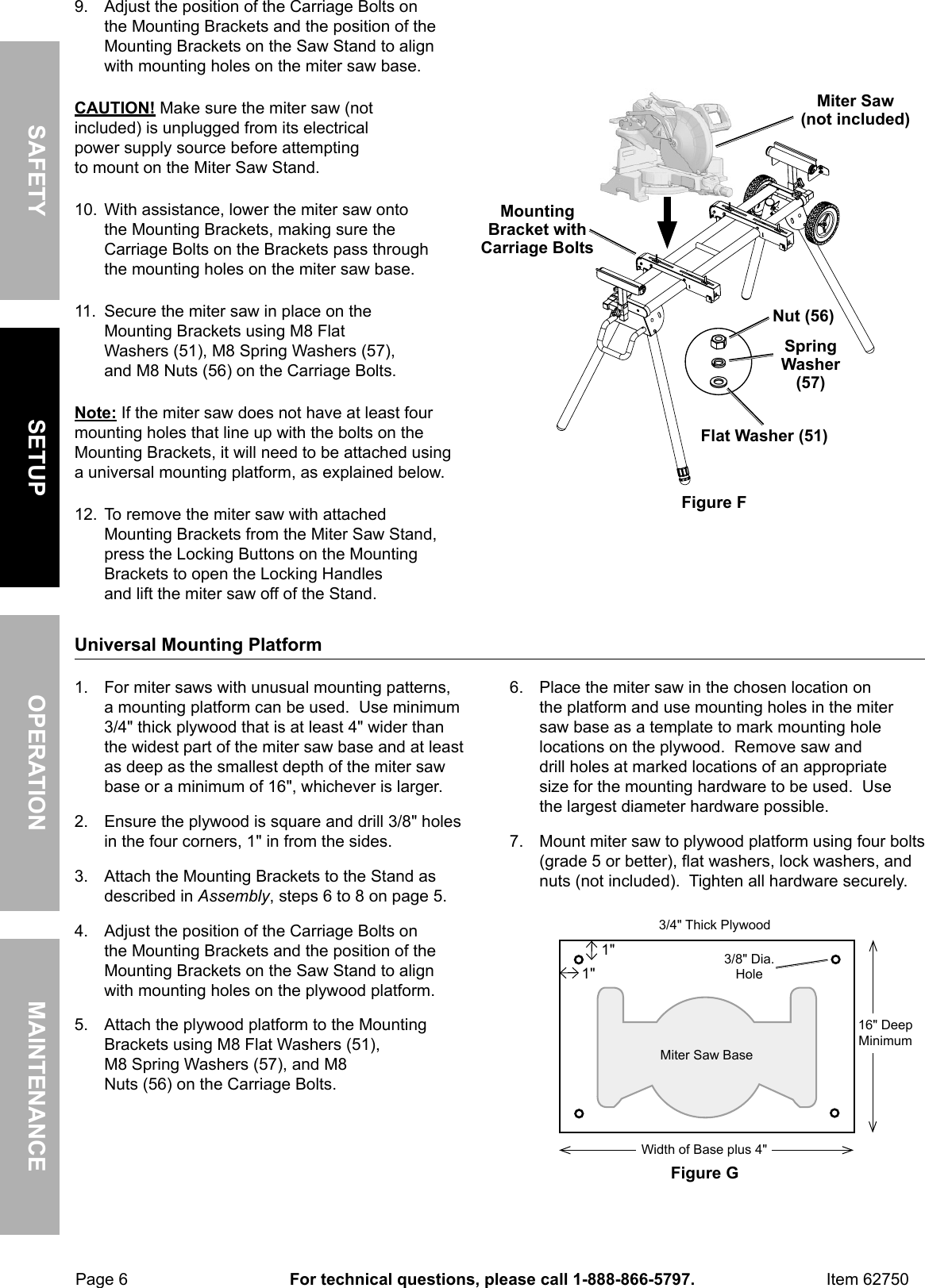 Page 6 of 12 - Manual For The 62750 Heavy Duty Mobile Miter Saw Stand