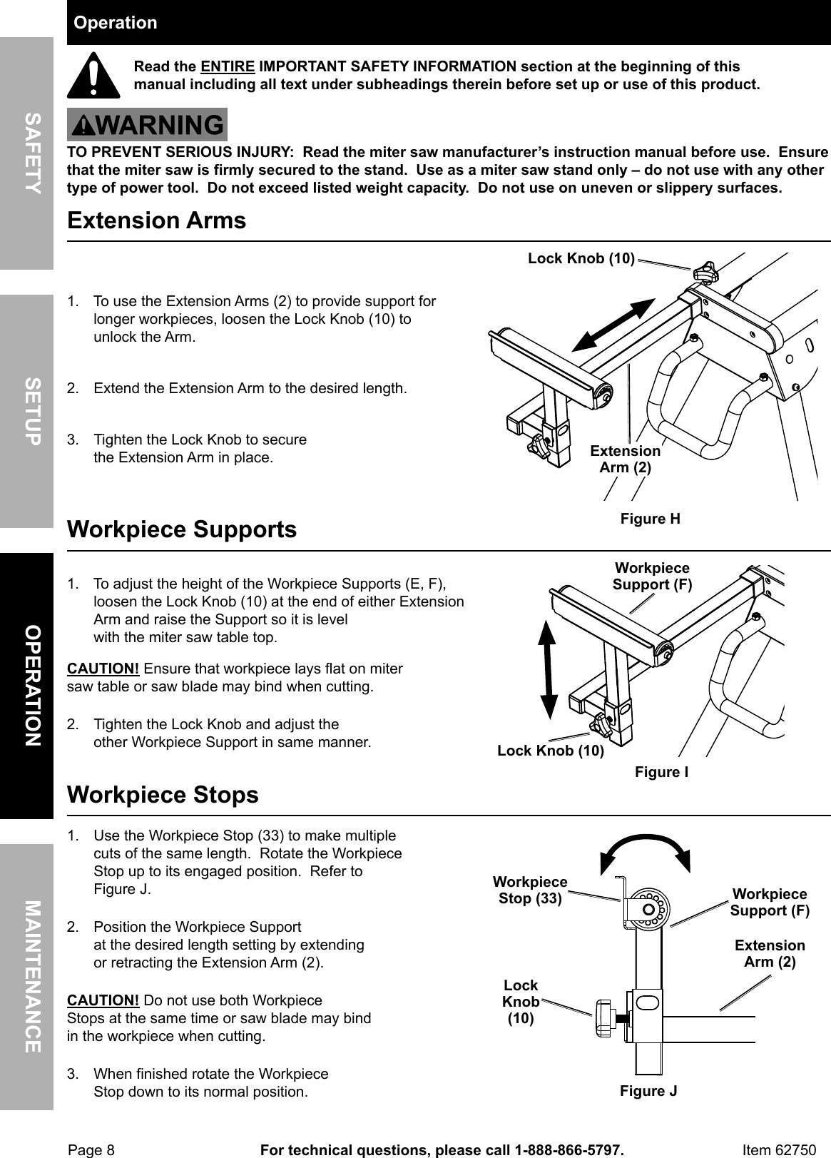 Page 8 of 12 - Manual For The 62750 Heavy Duty Mobile Miter Saw Stand