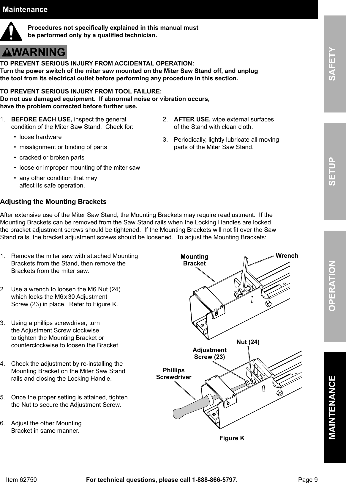 Page 9 of 12 - Manual For The 62750 Heavy Duty Mobile Miter Saw Stand