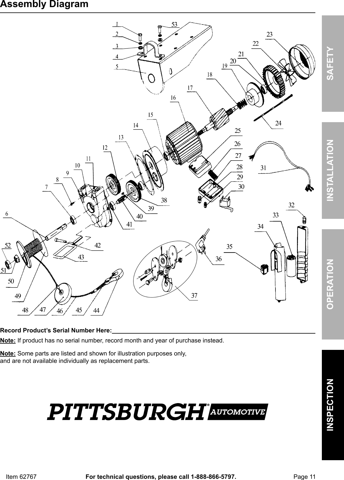 Page 11 of 12 - Manual For The 62767 440 Lb. Electric Hoist With Remote Control