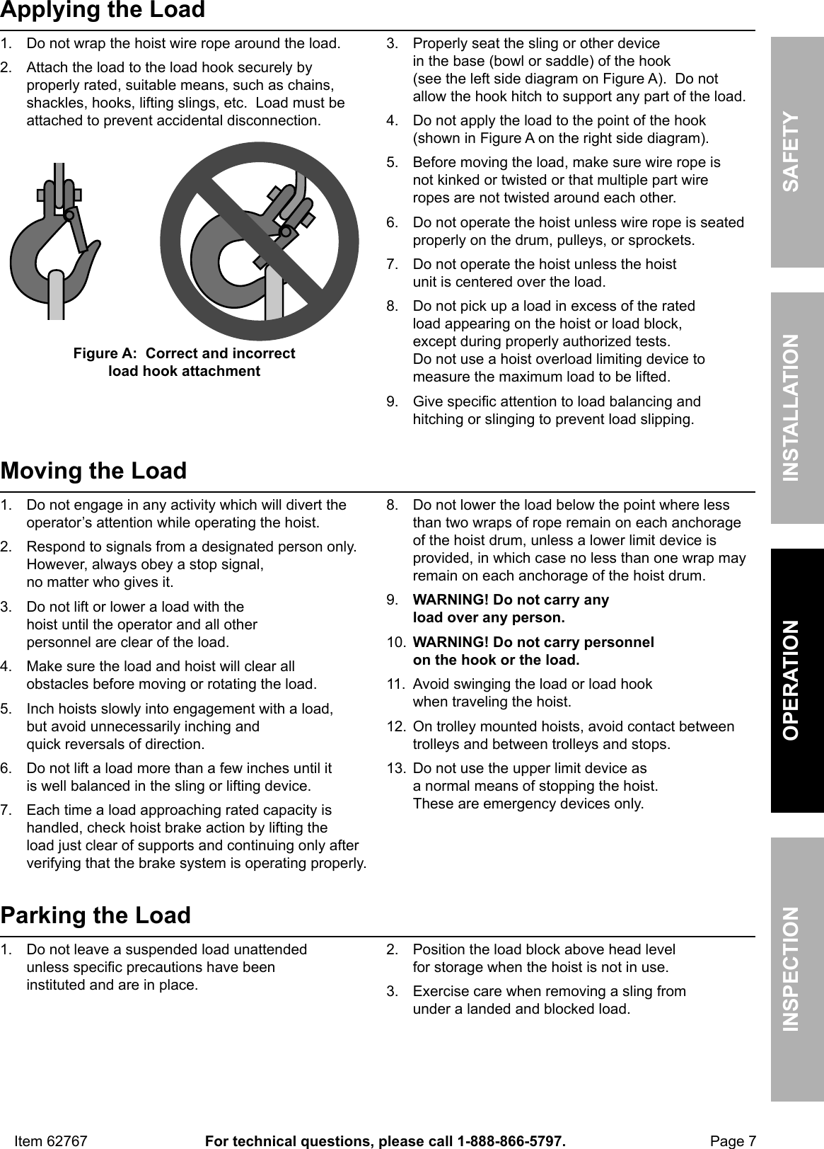 Page 7 of 12 - Manual For The 62767 440 Lb. Electric Hoist With Remote Control