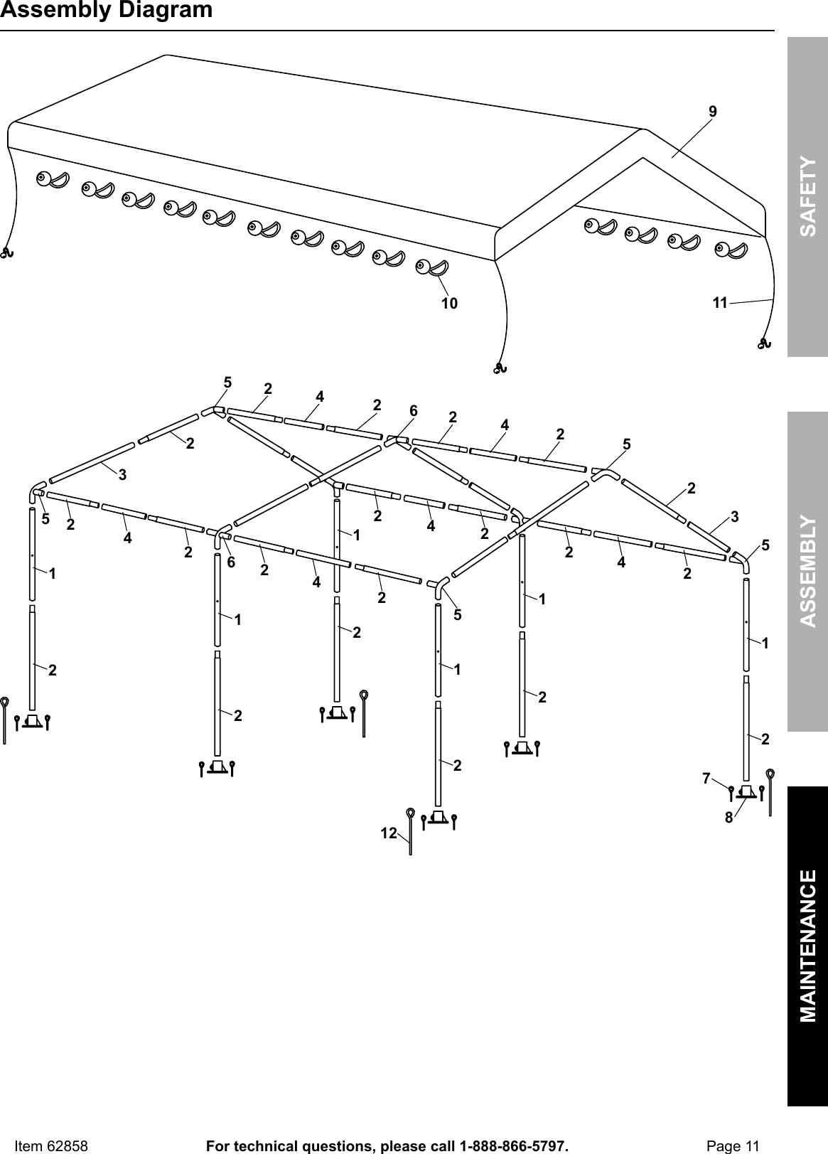 Page 11 of 12 - Manual For The 62858 10 Ft. X 20 Portable Car Canopy