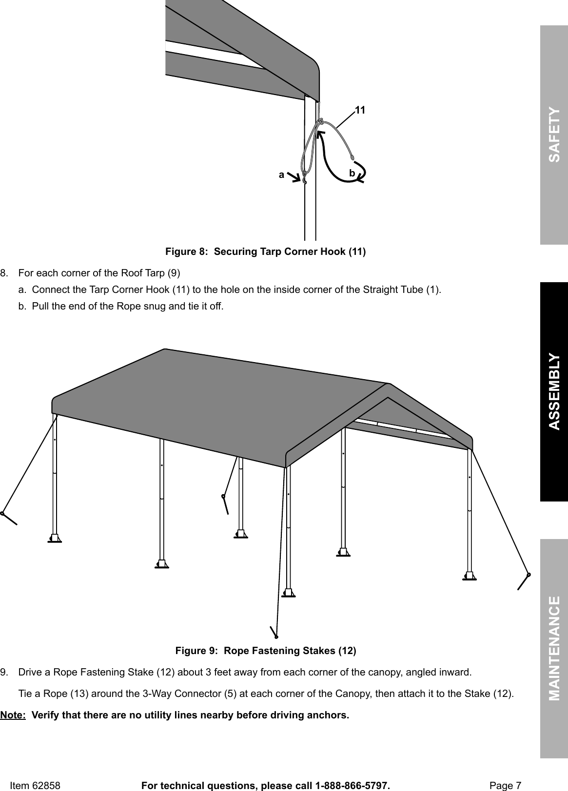 Page 7 of 12 - Manual For The 62858 10 Ft. X 20 Portable Car Canopy