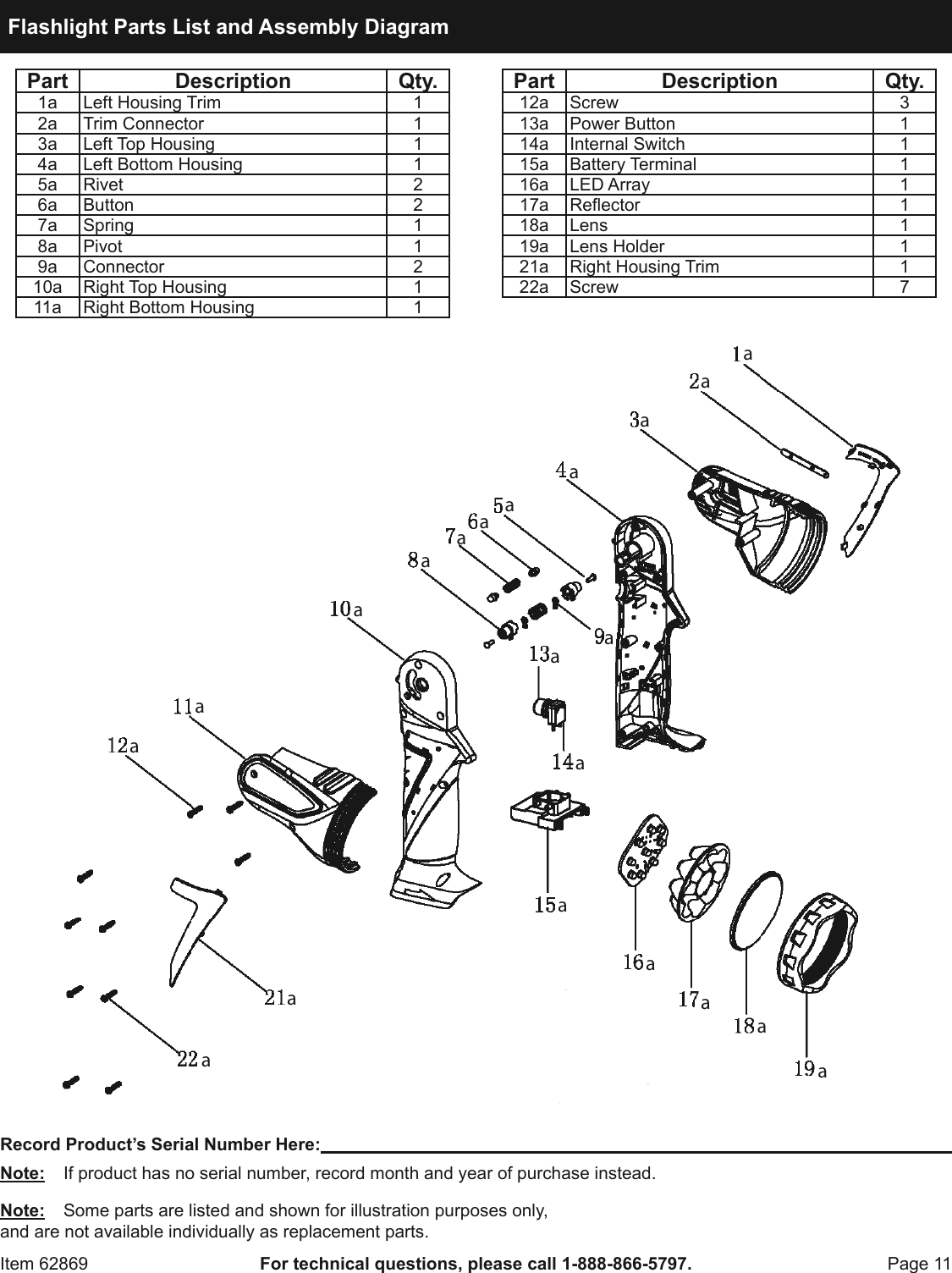 Page 11 of 12 - Manual For The 62869 18 Volt 3/8 In. Cordless Drill/Driver And Flashlight Kit