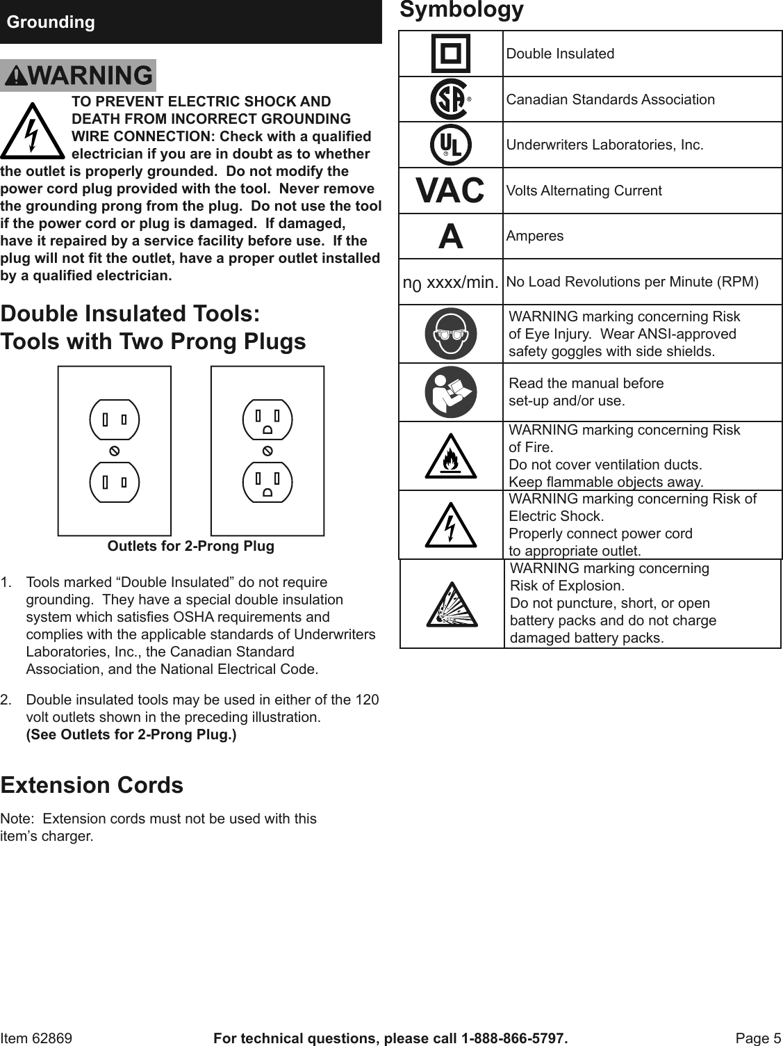Page 5 of 12 - Manual For The 62869 18 Volt 3/8 In. Cordless Drill/Driver And Flashlight Kit