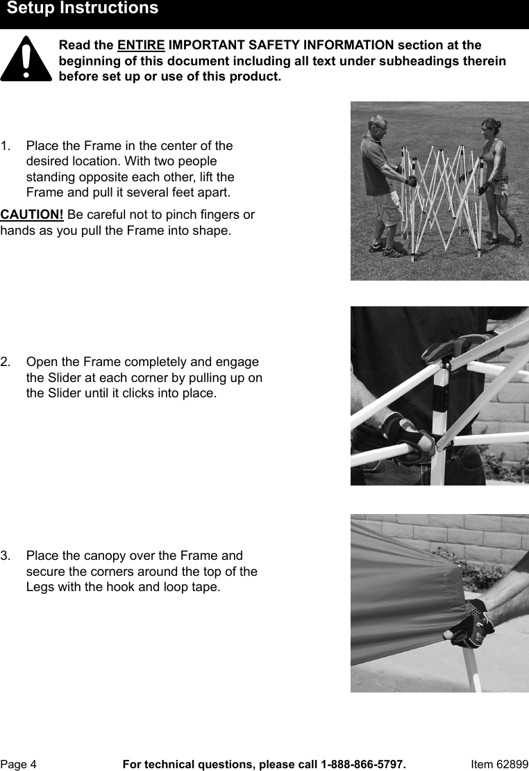 Page 4 of 8 - Manual For The 62899 10 Ft. X Popup Canopy