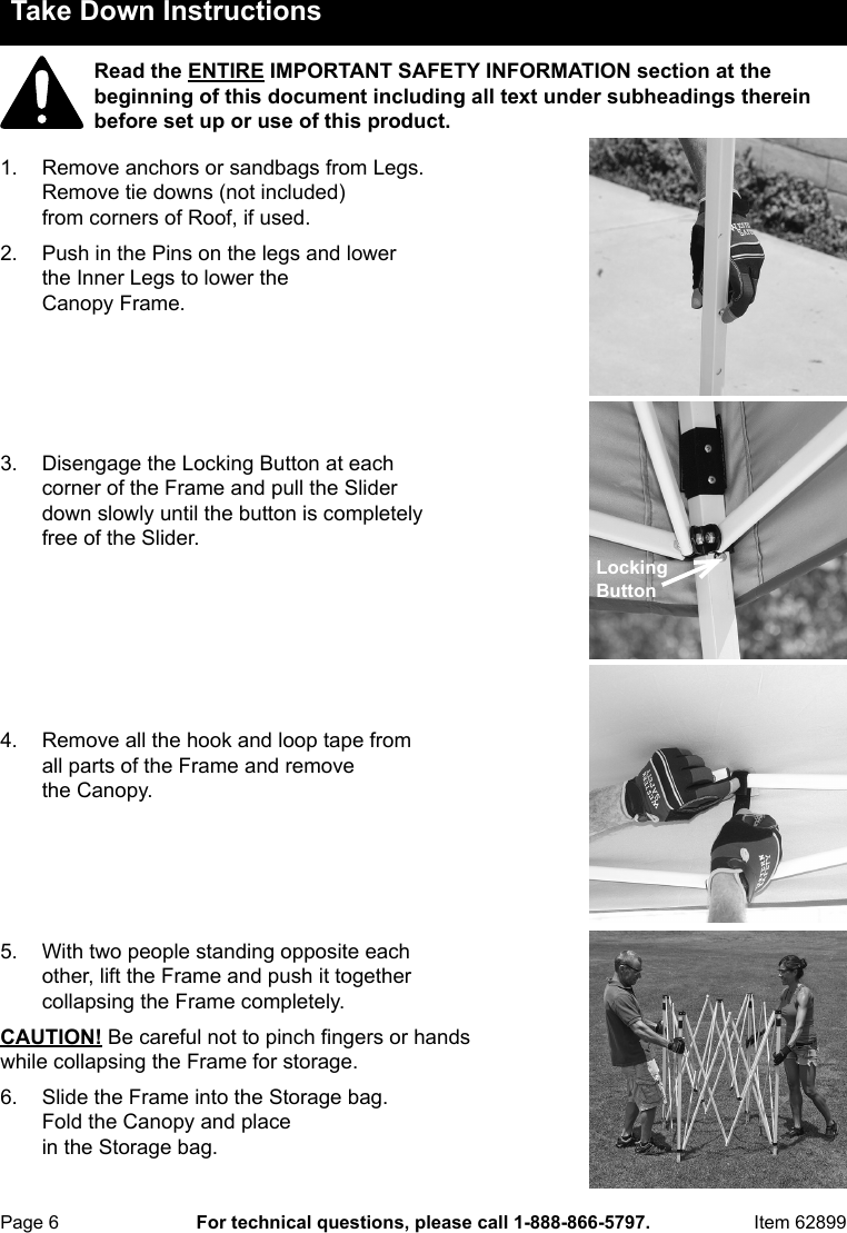 Page 6 of 8 - Manual For The 62899 10 Ft. X Popup Canopy