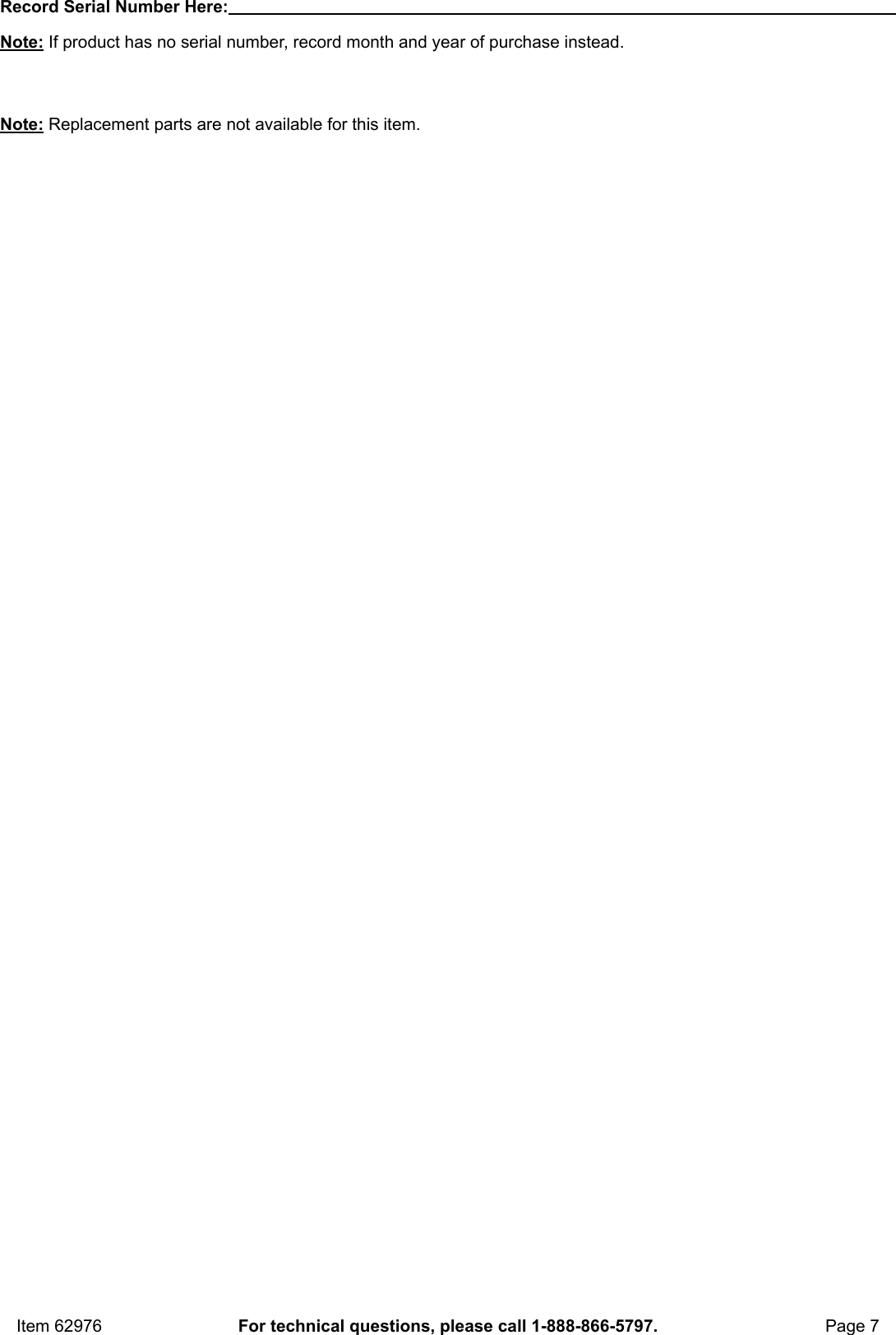 Page 7 of 8 - Manual For The 62976 10 Cu. Ft. 59 In. Electronic Executive Safe