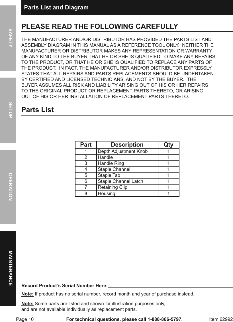 Page 10 of 12 - Manual For The 62992 Three-Way Tacker Staple Gun Kit