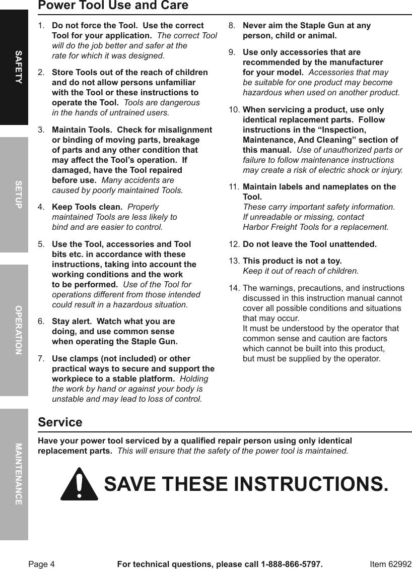Page 4 of 12 - Manual For The 62992 Three-Way Tacker Staple Gun Kit