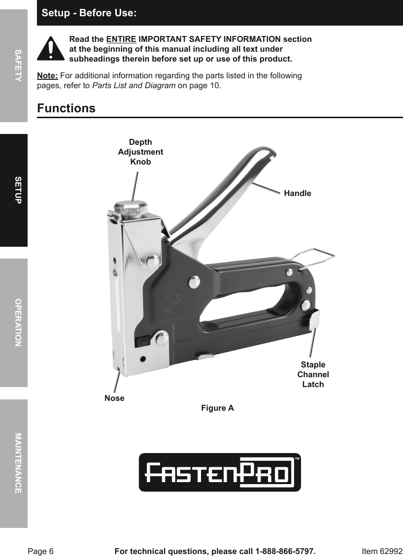 Page 6 of 12 - Manual For The 62992 Three-Way Tacker Staple Gun Kit