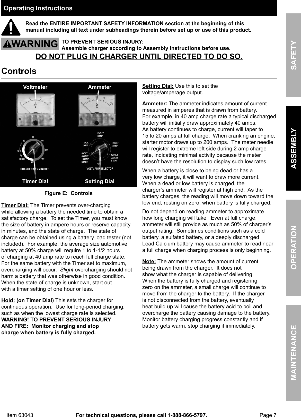 Page 7 of 12 - Manual For The 63043 2/40/200 Amp 6/12V Wheel Charger With Start